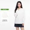 Camiseta de algodão penteado com gola redonda, estilo francês, manga longa, para mulheres, outono e inverno, ombros caídos, solta e confortável, top unissex clássico e versátil