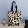 Bolsa de Lona Vertical para Mulheres com Estampa de Leopardo, Adequada para Estudantes Levarem Livros para a Aula, Para o Dia a Dia, Bolsa de Ombro, Bolsa Tote com Zíper, Moderna