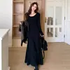 Vestido Largo Adelgazante de Cintura Ceñida Estilo Francés Inspirado en Hepburn, Nuevo Vestido Básico de Primavera y Otoño, Elegante y Gracioso Vestido de Sirena