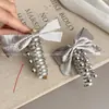 Estilo Dulce y Fresco Tela Lazo Plateado Cable de Teléfono Goma para el Cabello Cuerda para el Cabello Trenza Burbuja Herramienta de Peinado Goma para el Cabello Accesorio para el Cabello
