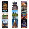 Ímã de Geladeira de Vidro Cênico Taiyuan Pagode da Cidade Antiga Guxian Luzes da Vista Noturna Arquitetura Antiga Souvenir Criativo Cultural Presente Magnético para Casa