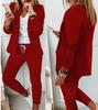 Nuevo traje informal de cuadros escoceses para mujer europea y americana de 2024, ajustado, con solapa y pantalones con cordones.