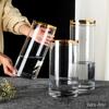 Vaso reto moderno simples de vidro transparente com borda dourada, hidropônico doméstico, decoração de sala de estar com aparência de alta qualidade