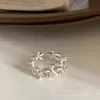 Anillo Irregular de Flor Estilo Bosque de Plata de Ley S925 para Mujer Personalidad Simple Fresco Diseño Creativo Anillo para Dedo Hueco