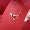 Amazon Cross-Border Novo Pingente em Forma de Coração Colar Coração a Coração Elegante Ouro Rosa Colar em Forma de Coração Oito