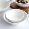 Tigela de asa de cerâmica tigela balde porcelana de hotel tigela com borda invertida tigela de cerâmica tigela para sopa e macarrão tigela para macarrão tigela para arroz tigela para vegetais cozidos no vapor branco doméstico