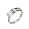 Anillo Abierto Ajustable de Acero Inoxidable de Doble Capa con Letras Retro de Corrosión 'Yo Soy Suficiente' Anillo de Letras Sencillas