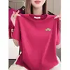 Comercio Exterior Transfronterizo~Camiseta de Manga Corta Estampada de Alta Gama para Mujer, Top Casual Holgado de Talla Grande para Verano para Madres de Mediana Edad y Mayores