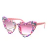 Una Variedad de Gafas de Sol Adhesivas con Pedrería de Colores Moda Europea y Americana Gafas de Sol con Forma de Corazón para Mujer Fiesta de Baile de Moda Corazones Incrustados con Diamantes