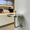 Mesa redonda pequena de aço inoxidável montada na parede para cafeterias e lojas de milk tea da moda, mesa pequena montada na parede estilo industrial