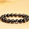 Pulseira de obsidiana prateada 6-16mm contas de obsidiana olho de gato duplo contas soltas pulseira de cristal de obsidiana prateada para homens e mulheres