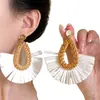 Pendientes Bohemios de Paja con Borlas para Mujer, Pendientes Estilo Vacaciones en la Costa, Accesorios para Fotografía de Viaje a la Isla, Pendientes Exagerados