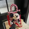 Bolsa de Mão Tendência Mickey Transfronteiriça Novo Estilo para Meninas Listrada Color Blocking Versátil para o Dia a Dia Ombro Transversal