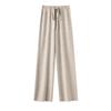 Pantalones de Pierna Ancha 100% Lana Pura Australiana para Mujer, Pantalones Rectos Extensos de Otoño e Invierno con Tejido de Cachemira Fluido, Pantalones Casuales de Largo Completo