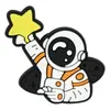 Pingentes de Sapato de PVC de Desenho Animado de Astronauta Espacial e Planeta, Fivelas de Sapato de Borracha Macia com Tema Espacial, Acessórios de Sapato de Jardim DIY