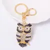 Llavero de búho con diamantes de imitación de aleación Colgante de moda para coche y bolso Regalo Llavero de coche En stock Mayoreo