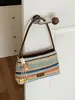 Bolso Grande de Paja Tejida para Mujer, Nuevo Bolso de Hombro Cruzado Rayado Verano 2026, Bolso de Playa Estilo Vacaciones en la Costa