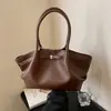 Bolso tote de cuero suave plisado de gran capacidad transfronterizo, diseño de nicho para mujer, patrón de lichi, bolso de hombro de moda para el trabajo, al por mayor
