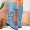 En stock apilado botas nuevas para mujer Talla de bota europea y americana longitud Otoño e Invierno tubo Wholesale Tubo alto Rodilla grande no sobre Botas de cuero transfronterizas Blanco