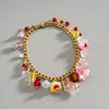 Pulsera Colgante de Acero Inoxidable Europeo y Americano, Resina de Cristal, Flor, Borla, Cadena para Clavícula Dulce Transfronteriza, Joyería de Lujo Ligero de Alta Gama