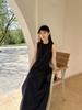 Casual y Elegante, Apto para la Piel y Cómodo, Vestido Chaleco sin Mangas Estilo Resort de Algodón de Fibra Larga, Vestido Largo Blanco con Corte A Adelgazante