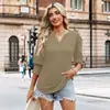 Amazon Transfronterizo Cuello en V Pequeña Abertura Manga Larga Top para Mujer Elástico Fruncido Puños con Volantes Holgado Casual Camiseta