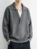 Suéter de Punto Falso Dos Piezas con Cuello para Hombre Temporada Otoño/Invierno 2026 Nuevo Estilo Camisa Polo Doble Cuello en V Ropa de Lana Ropa Interior