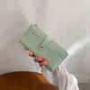 Nova Carteira Longa Feminina Multifuncional Ultrafina Moda Dobrável com Zíper e Fecho de Botão Carteira de Mão Cor Sólida Porta-Moedas Portátil