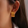 Nuevos pendientes de verano de acero y titanio, pendientes cuadrados irregulares, pendientes de moda a rayas metálicas europeas y americanas.