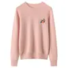 Suéter de Cachemir % Cachemir Puro de Cabra Otoño/Invierno Nueva Moda Holgado Cuello Redondo Tejido Bordado Suéter Cálido Blanco Limpio