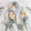 Bufanda para Mujer, Chal Ligero con Estampado, Elegante Chal Floral Protector Solar, Bufanda de Gasa Suave, Lisa, Ligera y Cómoda