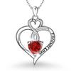 Exportación Transfronteriza Collar Corazón Eterno de Plata Esterlina S925 Doce Piedras de Nacimiento Colgante Corazón Amazónico Cadena Clavícula