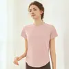 Roupas de Yoga de Manga Curta de Secagem Rápida para Mulheres, Camiseta Esportiva para Academia Pilates, Top Fitness Respirável, Conjunto de Roupas de Yoga Feminino