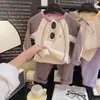Ropa de Casa Infantil de Fibra de Coco, Top de Retazos sin Costuras en Contraste de Color, Conjunto Cálido de Ropa de Casa para Niños y Niñas, Manga Larga y Pantalón Largo