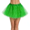 Saia Tutu Adulto em Estoque com 4 Camadas de Tule, Inclui Forro, Lantejoulas de Estrela, Saia de Tule de Comprimento Médio, Saia Bufante, Saia de Performance de Palco
