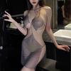 Lencería Sexy con Portasujetadores, Transparente Deslumbrante Conjunto de Pijama Uniforme para Chica de Discoteca 6308