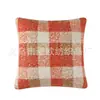 Almofada de Pelúcia Xadrez de Outono Capa de Almofada com Fio de Laço Grosso Decoração de Sala de Estar Estilo Country Americano