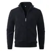 2026 Nuevo Suéter de Punto con Cremallera y Cuello Alto Forrado de Forro Polar para Hombre Otoño/Invierno Transfronterizo Talla Grande Moda Casual Chaqueta Cardigan