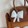 Bolsa Pequena de Tecido Transparente Estilo Coreano Preenchida com Algodão Laço Tridimensional Estampado Pingente Chaveiro de Carro Acessório Cordão