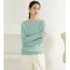 Suéter multicolor 100% lana, cuello redondo, estilo jersey, corte holgado, efecto adelgazante, adecuado para usar en capas o solo, perfecto para otoño e invierno
