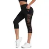 Nuevos Pantalones Deportivos Cortos, Pantalones de Yoga de Malla Empalmada Levanta Glúteos, Leggings con Bolsillo, Pantalones para Mujer