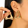 Estilo Retro Europeo y Americano, Pendientes de Aro Geométricos Simples y Elegantes, Nuevos Pendientes Metálicos Exagerados Huecos de Estilo Transfronterizo