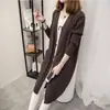 Novo Cardigã de Tricô Outono e Inverno para Mulheres, Comprimento Médio, Estilo Coreano, Bolso Grande, Casaco Suéter Oversized Solto