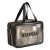 Bolsa de Maquillaje Estilo Tiktok para Mujeres, Bolsa de Almacenamiento Portátil Impermeable de Gran Capacidad, Bolsa de Artículos de Tocador Transparente para Viaje con Separación Seco-Húmedo