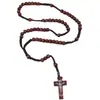 Venta Caliente en Amazon Cuentas Naturales de Madera Hecho a Mano Collar de Cruz de Madera con Cuentas Cadena de Lana para Hombres y Mujeres