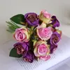 Buquê de 12 Rosas Artificiais para Adereços de Fotografia de Casamento e Decoração de Sala de Estar