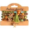 Aliexpress Joyería de Mano Nueva Europea y Americana Pulsera de Disco de Cuentas con Borla de Turquesa Personalizada de Moda para Mujer Juego de Cuatro Piezas