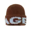 Gorro adelgazante para mujer de otoño e invierno, Gorro de punto de otoño, Nuevo gorro de punto jacquard con letras creativas, Gorro tipo turbante holgado