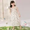 Bata de Noche para Niñas con Mangas Cortas Volantes y Volantes, Algodón Ligero de Nube de Verano, Vestido Dulce y Lindo para Niña, Pijama Francés