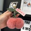 Venta al por mayor colgante de cereza de piel de conejo rex llavero de coche cereza para ti etiqueta bola de piel de conejo colgante de bolso colgante para enamorados
